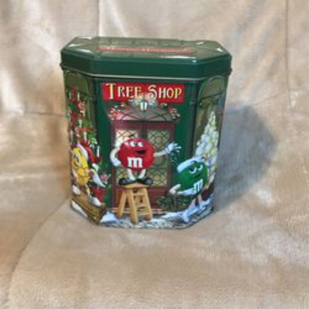 M&M's Christmas Happy Holidays Tree Shop 2000 Limited Edition Metal Tin Can